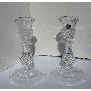 Vtg Pair Longchamp Cristal D' Arques 24% Lead Crystal Candlestick Holders France